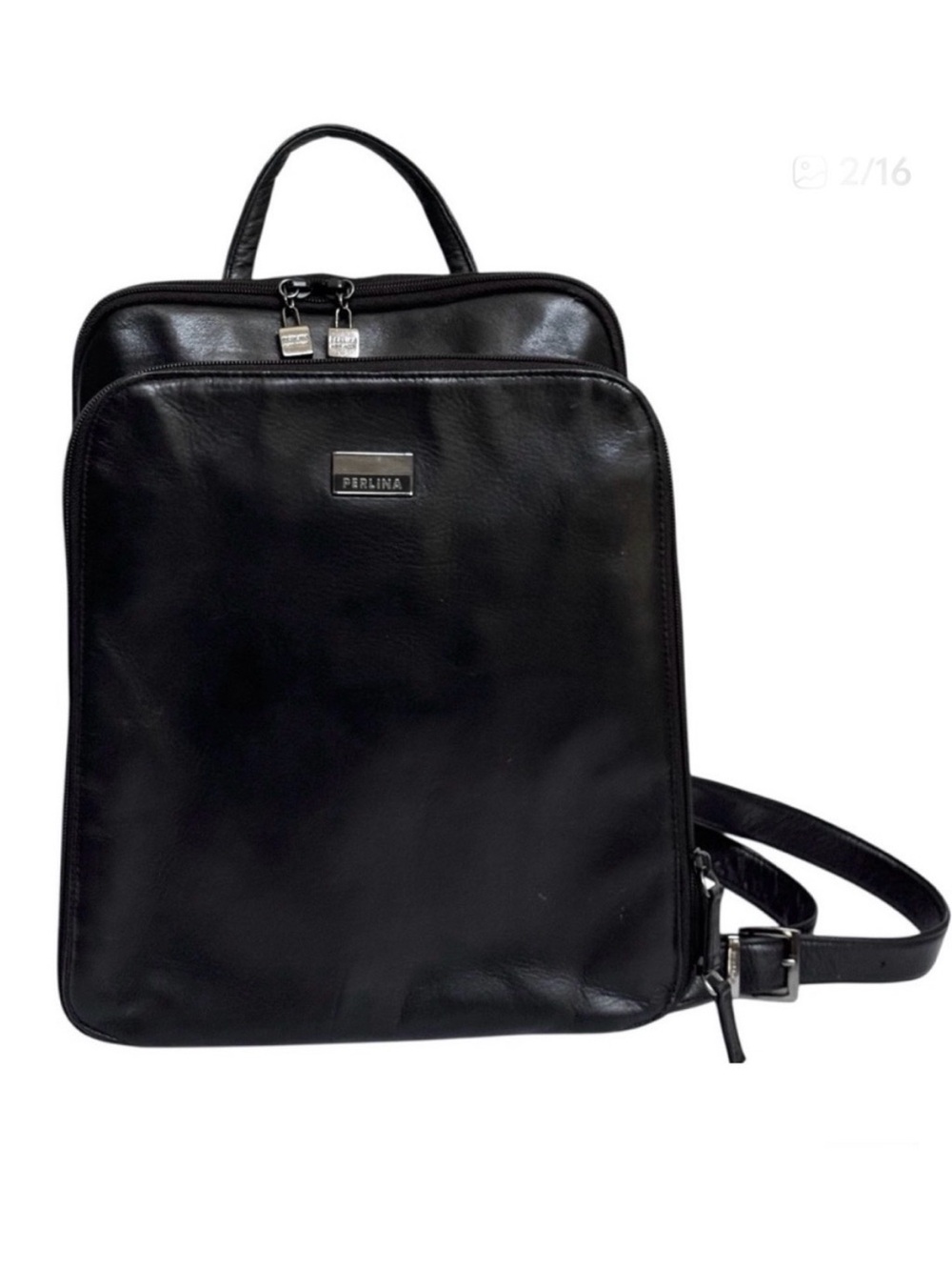 Perlina Unisex Leather Backpack Purse